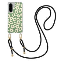 TMK Samsung Galaxy A57 hoesje met zwart koord - Retro cute flowers