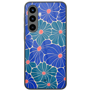 TMK Samsung Galaxy A57 glazen hardcase - Indigo bloemen