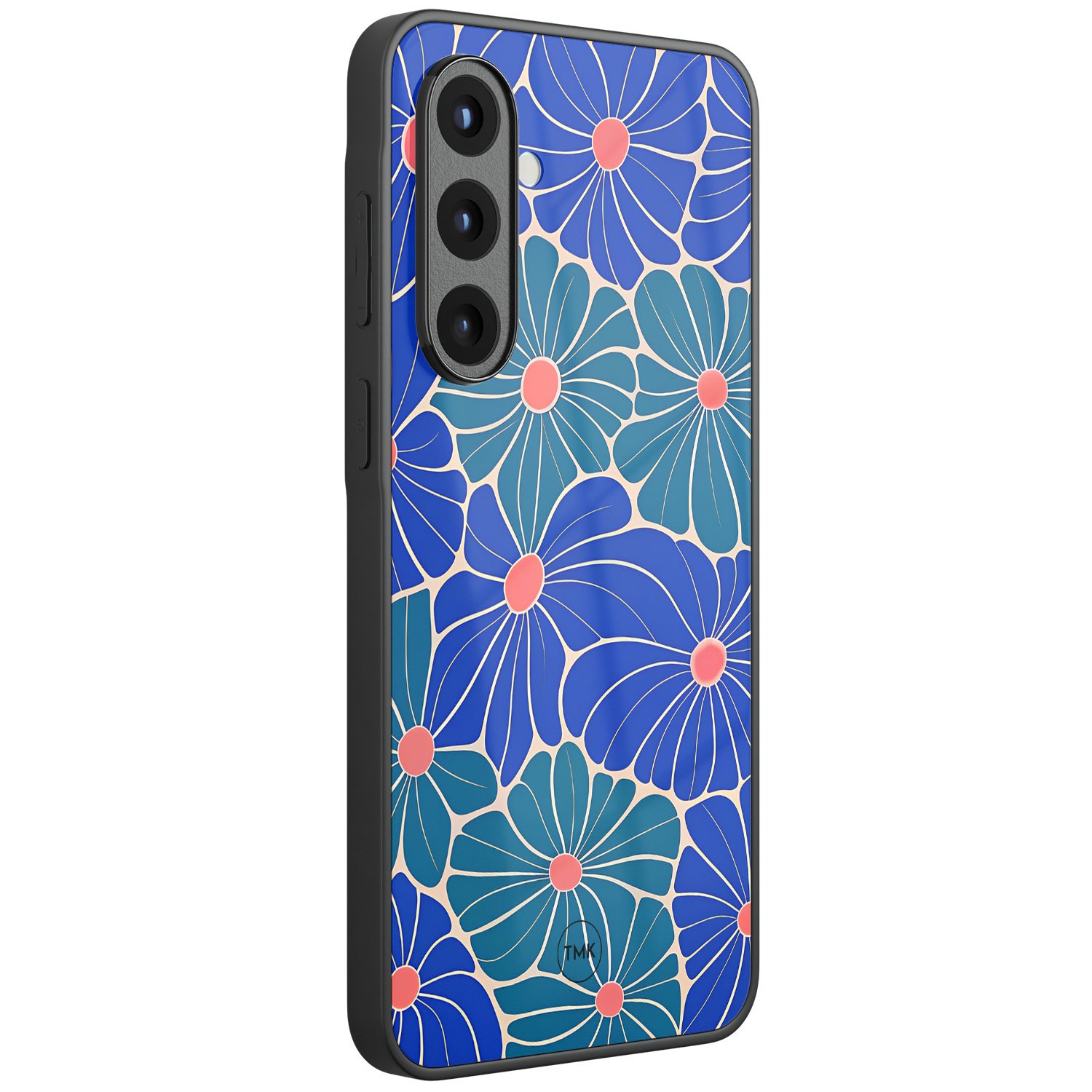 TMK Samsung Galaxy A57 glazen hardcase - Indigo bloemen