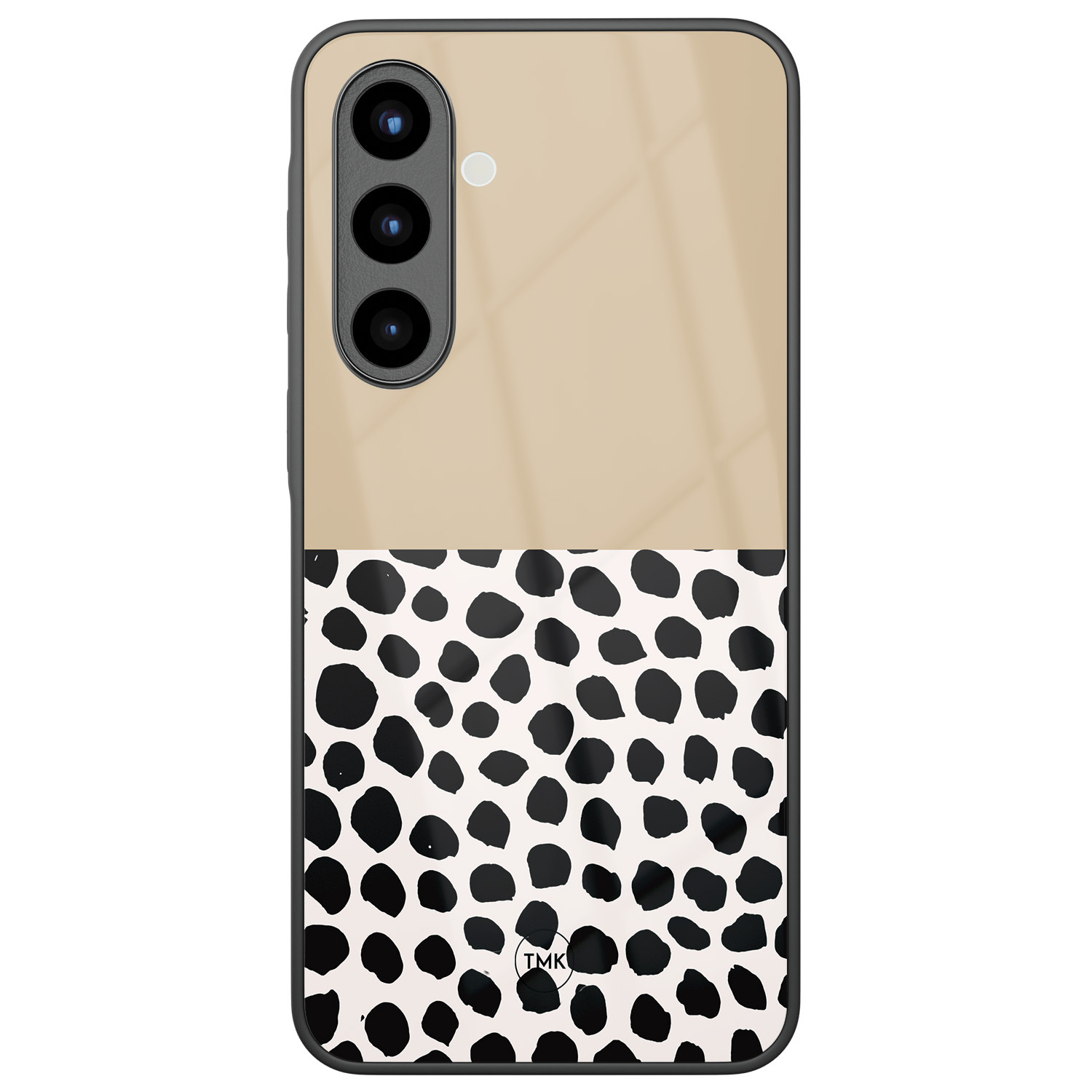 TMK Samsung Galaxy A57 glazen hardcase - Brown dots abstract