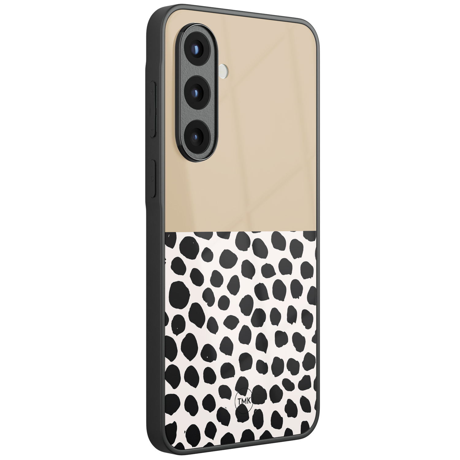 TMK Samsung Galaxy A57 glazen hardcase - Brown dots abstract