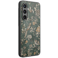 TMK Samsung Galaxy A57 glazen hardcase - Khaki golden flowers