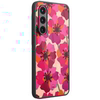 TMK Samsung Galaxy A57 glazen hardcase - Pink floral bliss