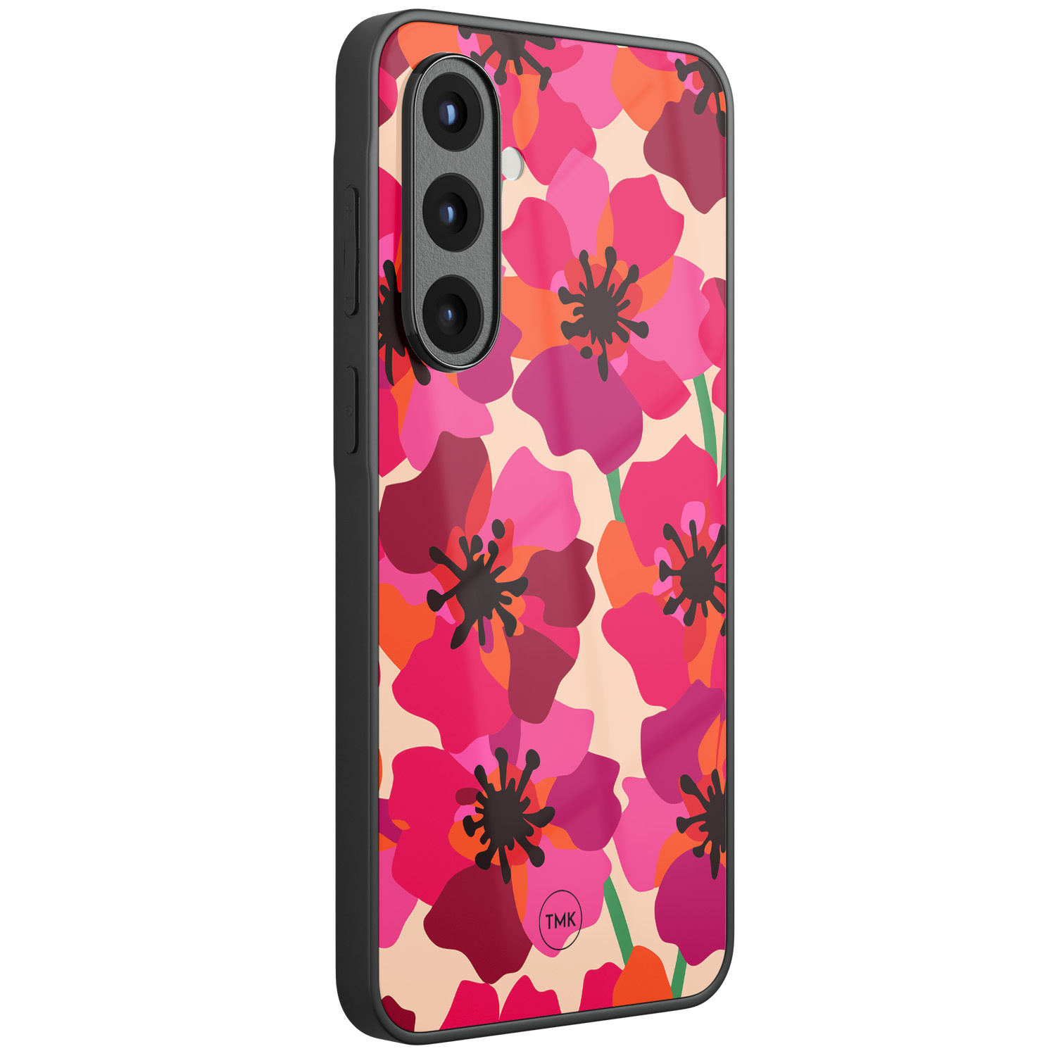 TMK Samsung Galaxy A57 glazen hardcase - Pink floral bliss