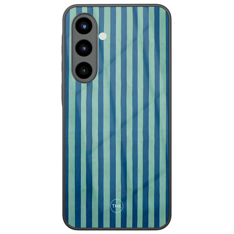 Casevibes Samsung Galaxy A57 glazen hardcase - Blauwe strepen