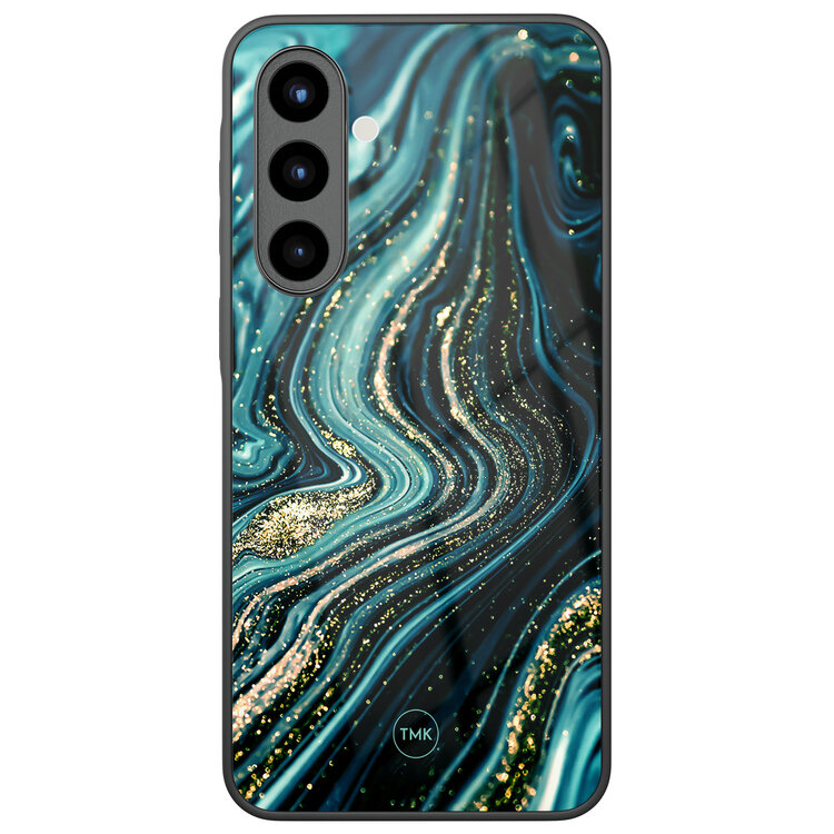 Casevibes Samsung Galaxy A57 glazen hardcase - Blue marble waves