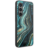 TMK Samsung Galaxy A57 glazen hardcase - Blue marble waves