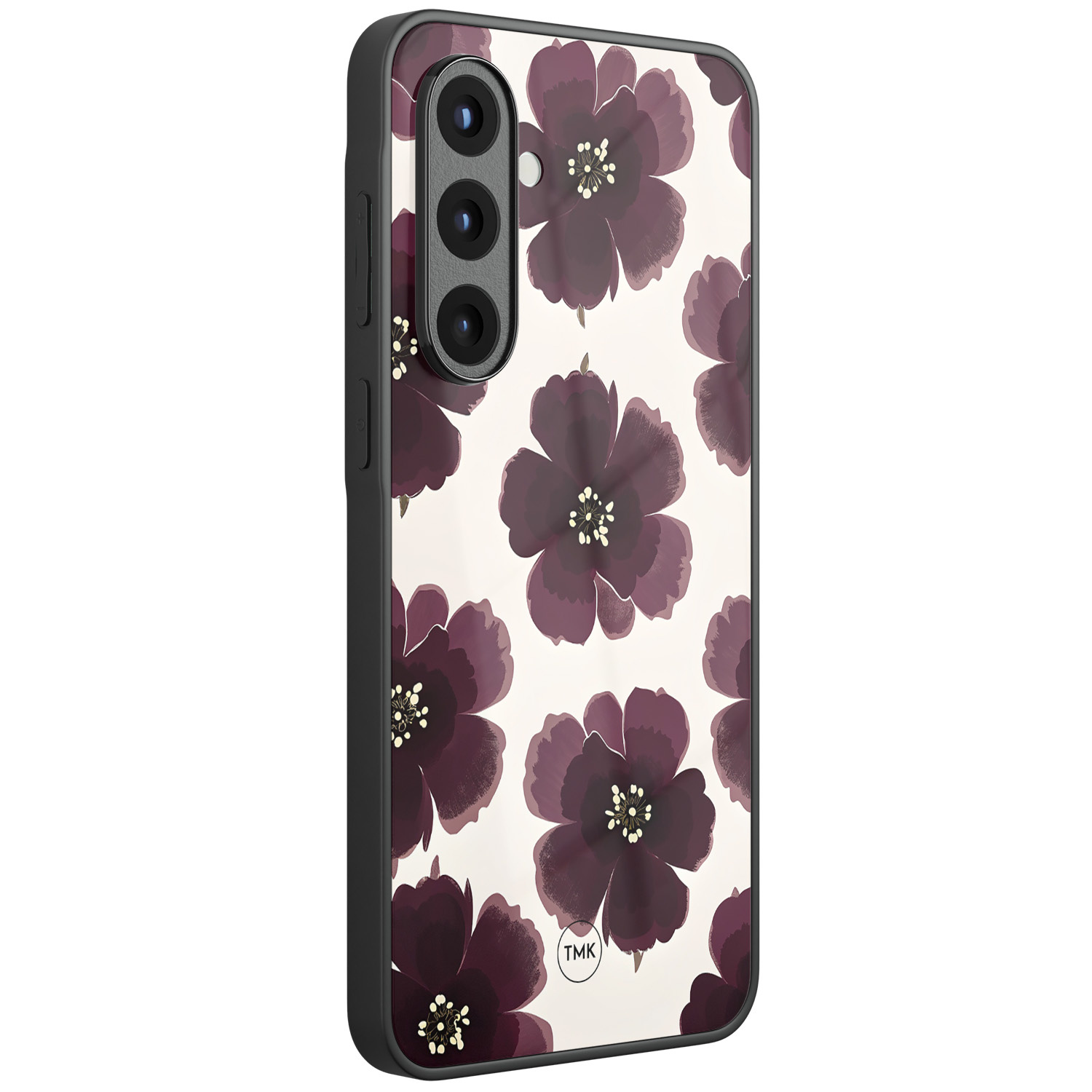 TMK Samsung Galaxy A57 glazen hardcase - Burgundy flowers