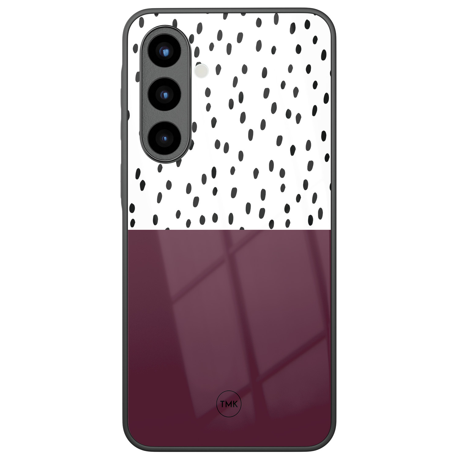 TMK Samsung Galaxy A57 glazen hardcase - Burgundy dots
