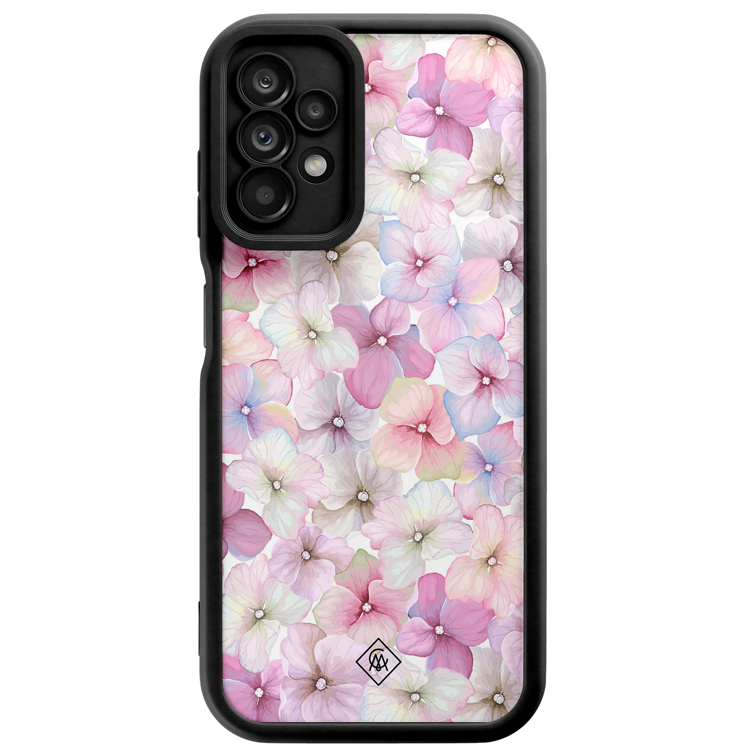 Casimoda Samsung Galaxy A23 zwarte case - Hortensia