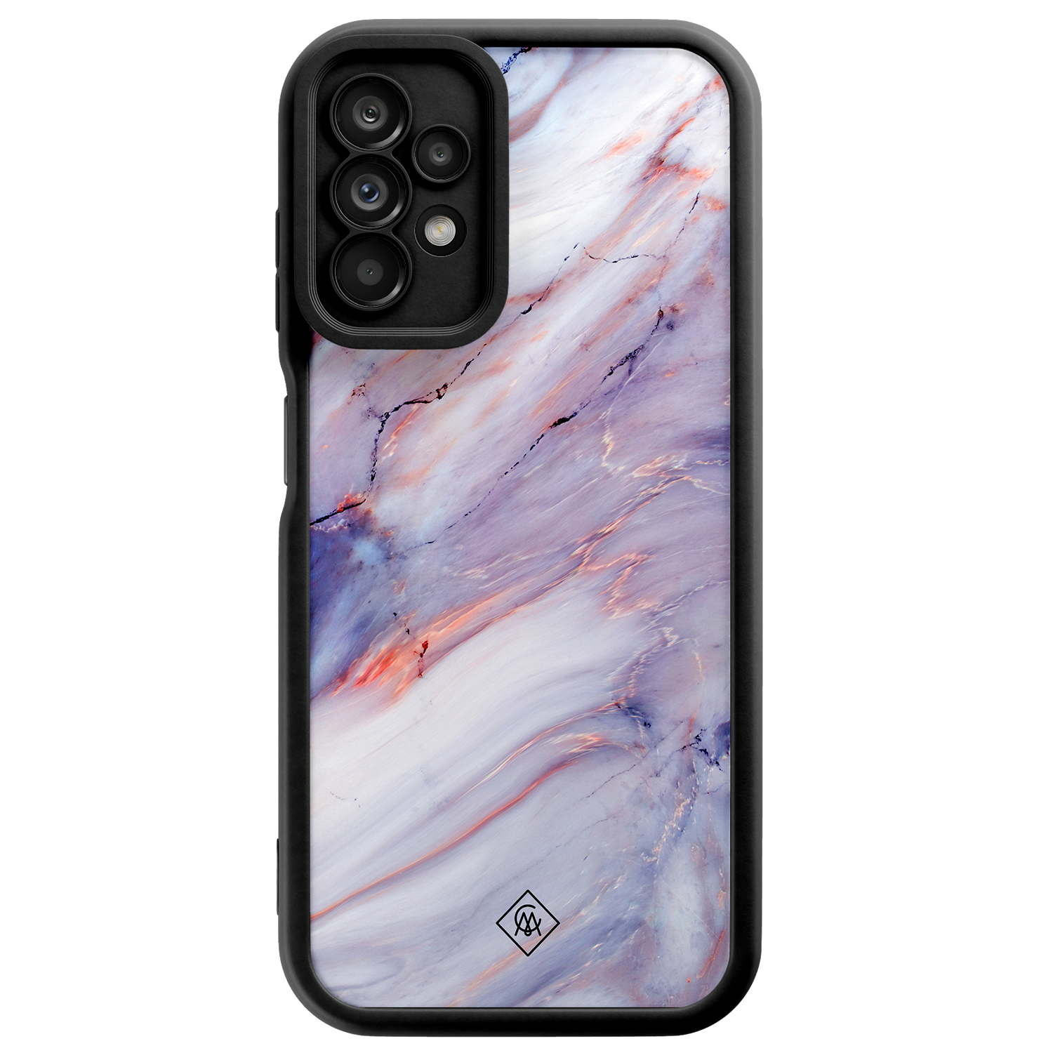 Casimoda Samsung Galaxy A23 zwarte case - Marmer paars