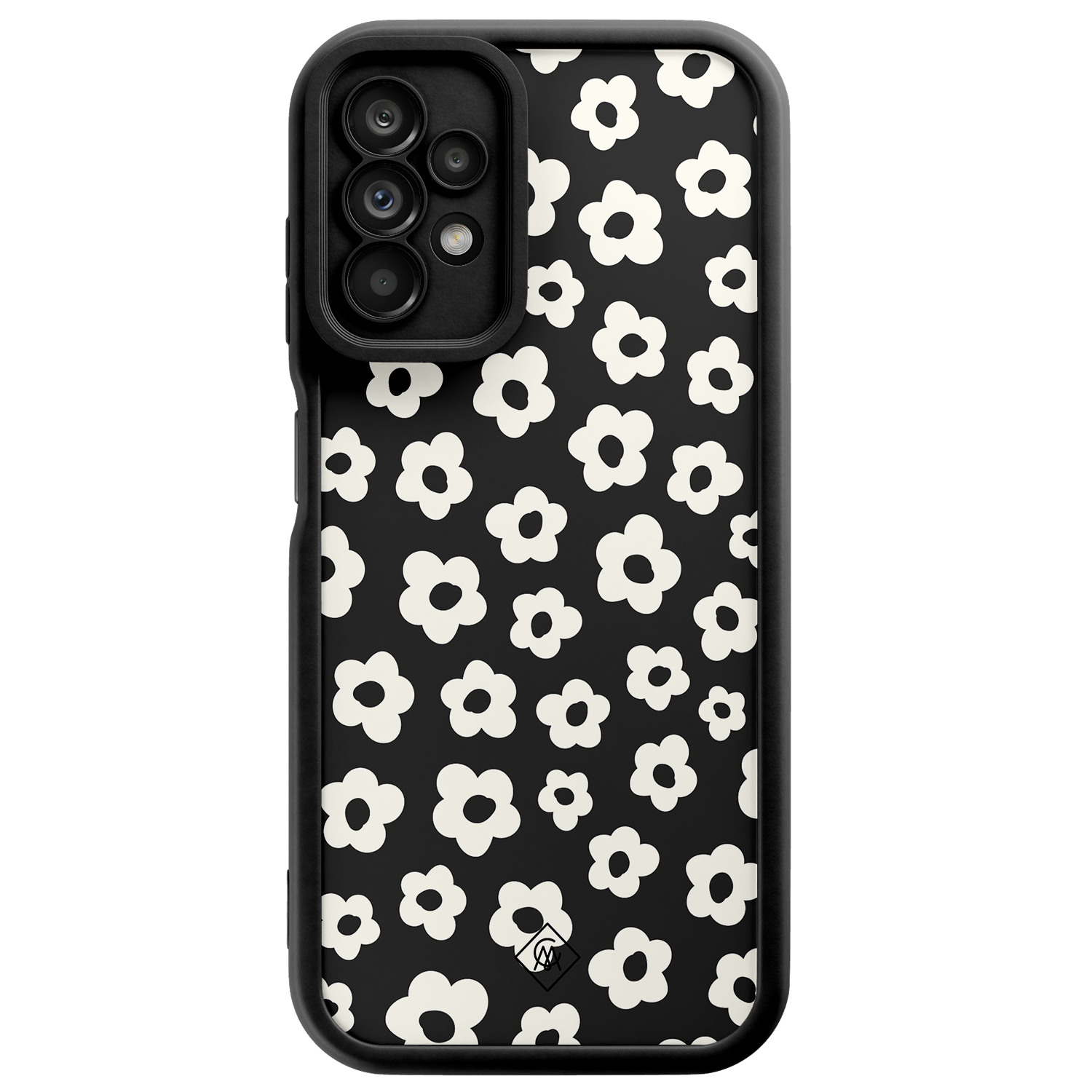 Casimoda Samsung Galaxy A23 zwarte case - Retro bloempjes
