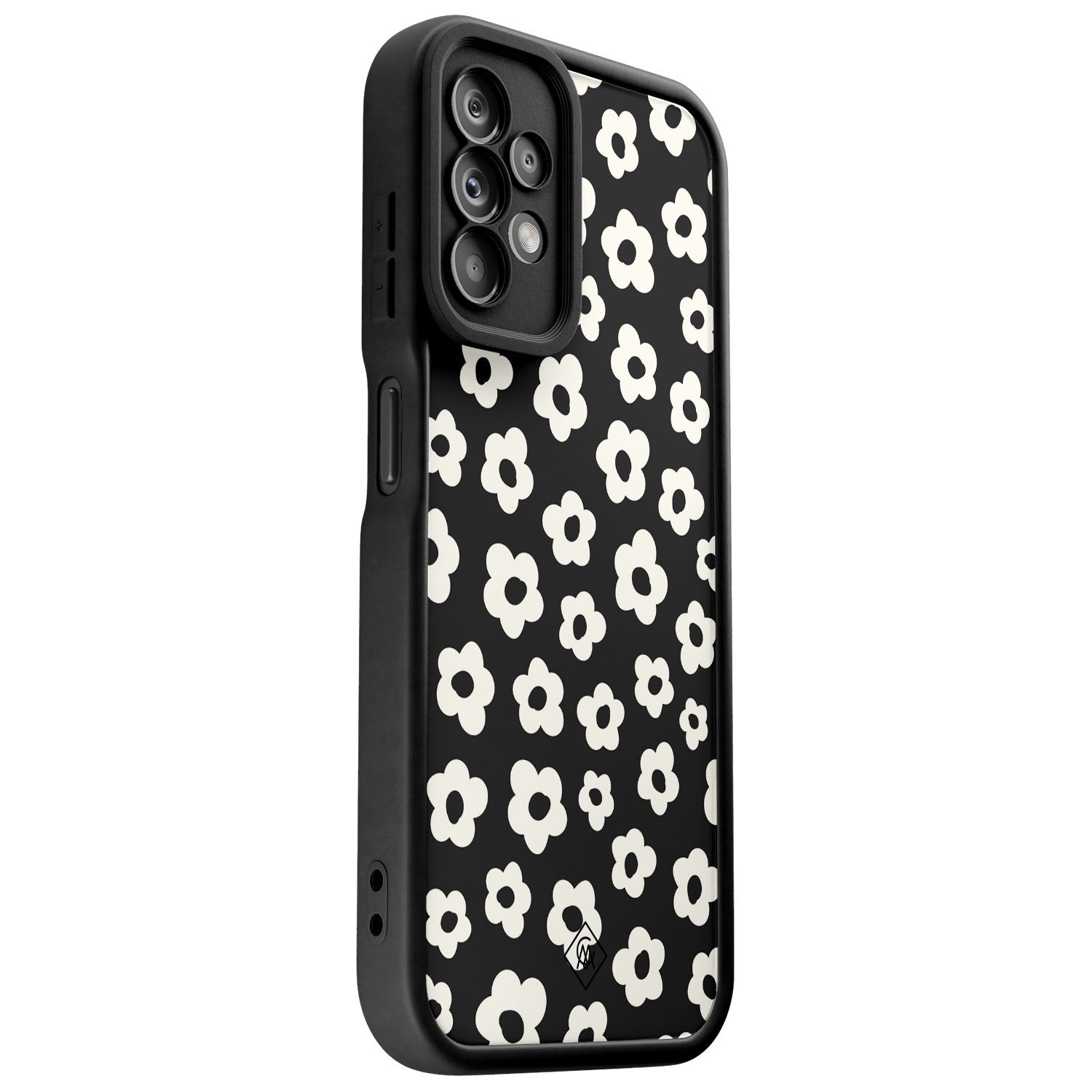Casimoda Samsung Galaxy A23 zwarte case - Retro bloempjes