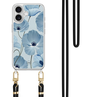Casevibes iPhone 17 hoesje met zwart koord - Blauw bloemenveld