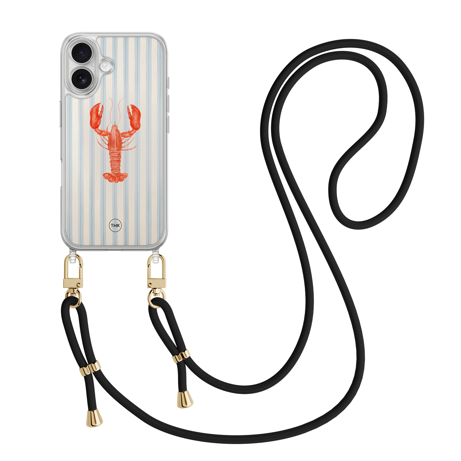 Casevibes iPhone 17 hoesje met zwart koord - Kreeft