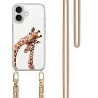 Casevibes iPhone 17 hoesje met beige koord - Giraffen