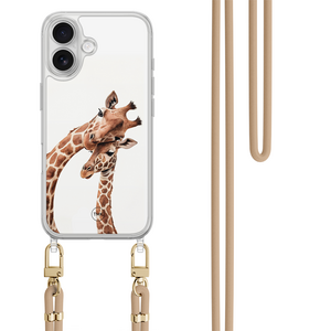 Casevibes iPhone 17 hoesje met beige koord - Giraffen