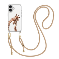 Casevibes iPhone 17 hoesje met beige koord - Giraffen