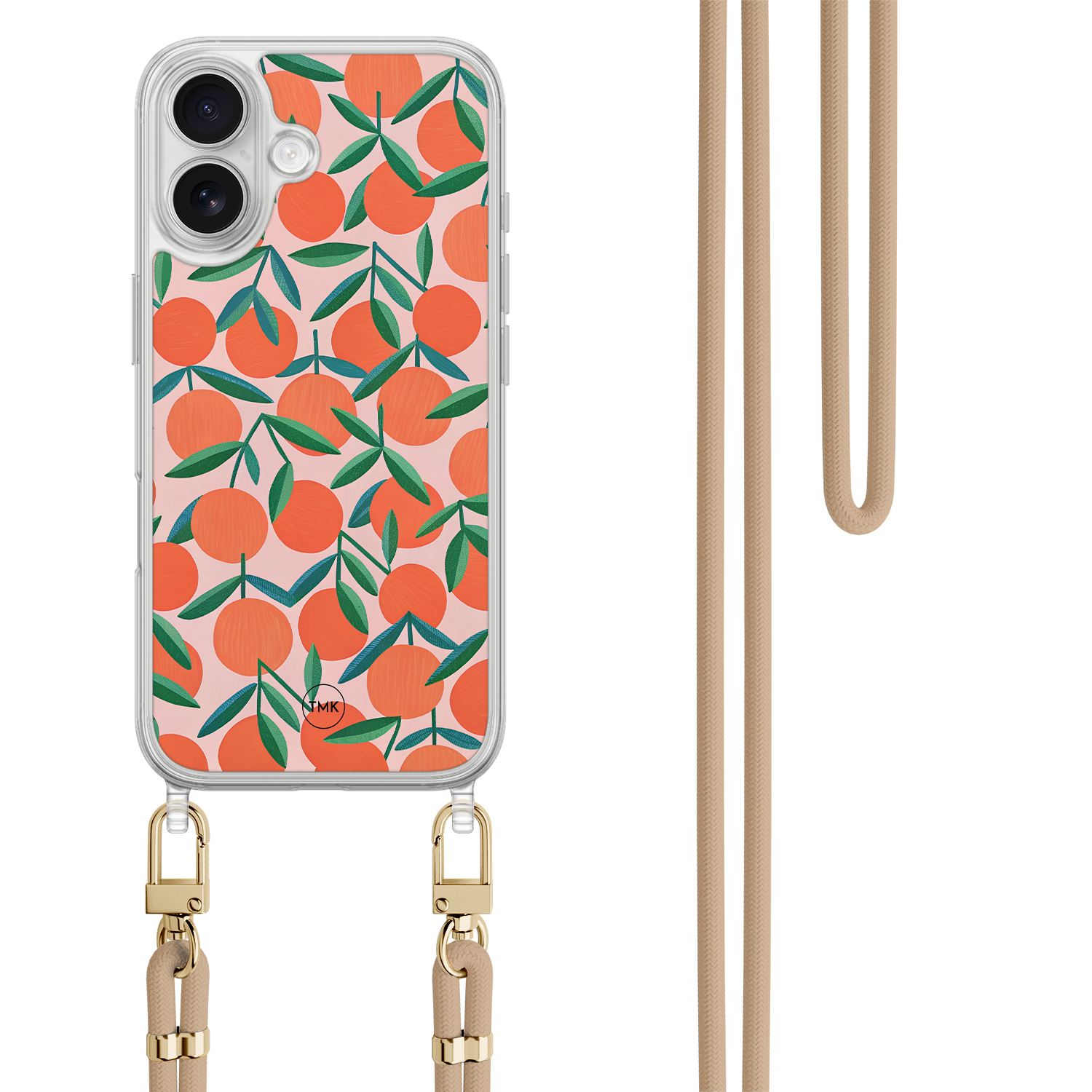 Casevibes iPhone 17 hoesje met beige koord - Sweet oranges