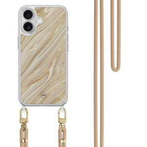 Casevibes iPhone 17 hoesje met beige koord - Golden marble