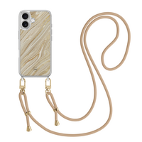 Casevibes iPhone 17 hoesje met beige koord - Golden marble