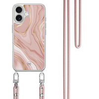 Casevibes iPhone 17 hoesje met rosegoud koord - Rose marble