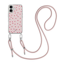 Casevibes iPhone 17 hoesje met rosegoud koord - Cute hearts