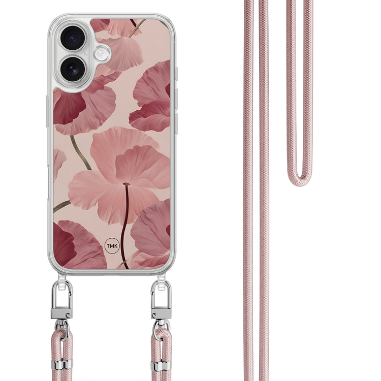 Casevibes iPhone 17 hoesje met rosegoud koord - Vintage blossom