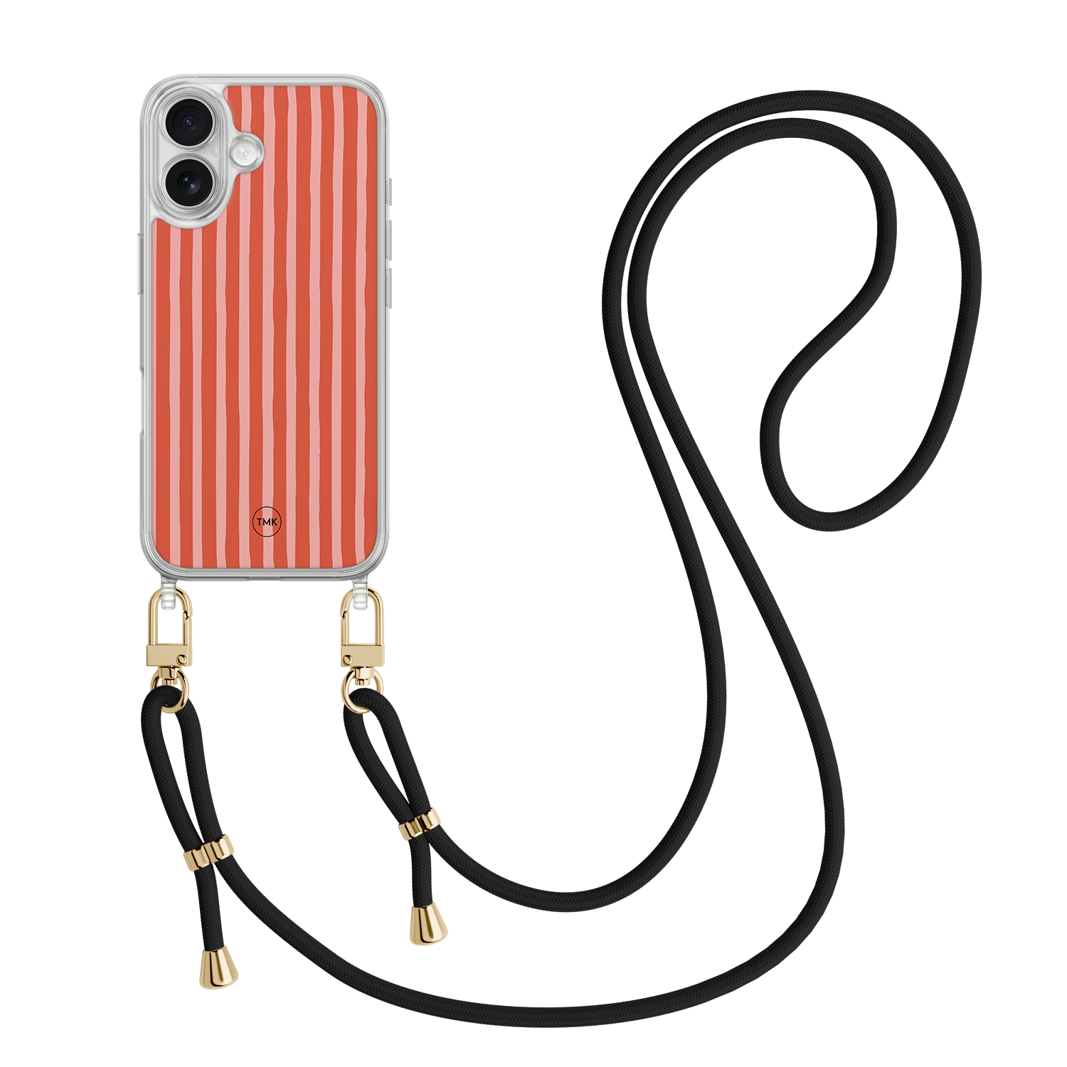 Casevibes iPhone 17 hoesje met zwart koord - Streepjes