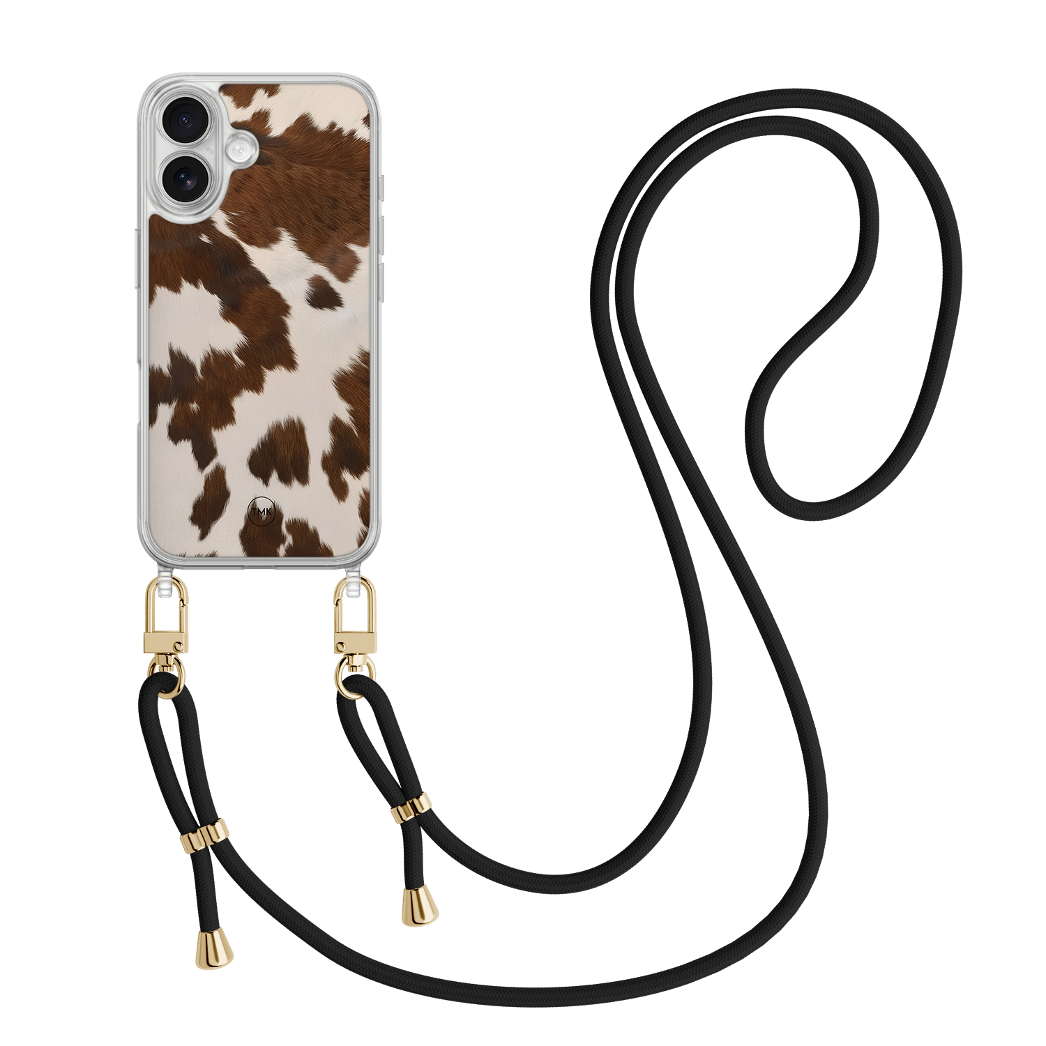 Casevibes iPhone 17 hoesje met zwart koord - Cow vibe