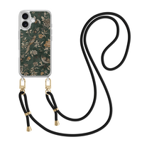 Casevibes iPhone 17 hoesje met groen koord - Khaki golden flowers