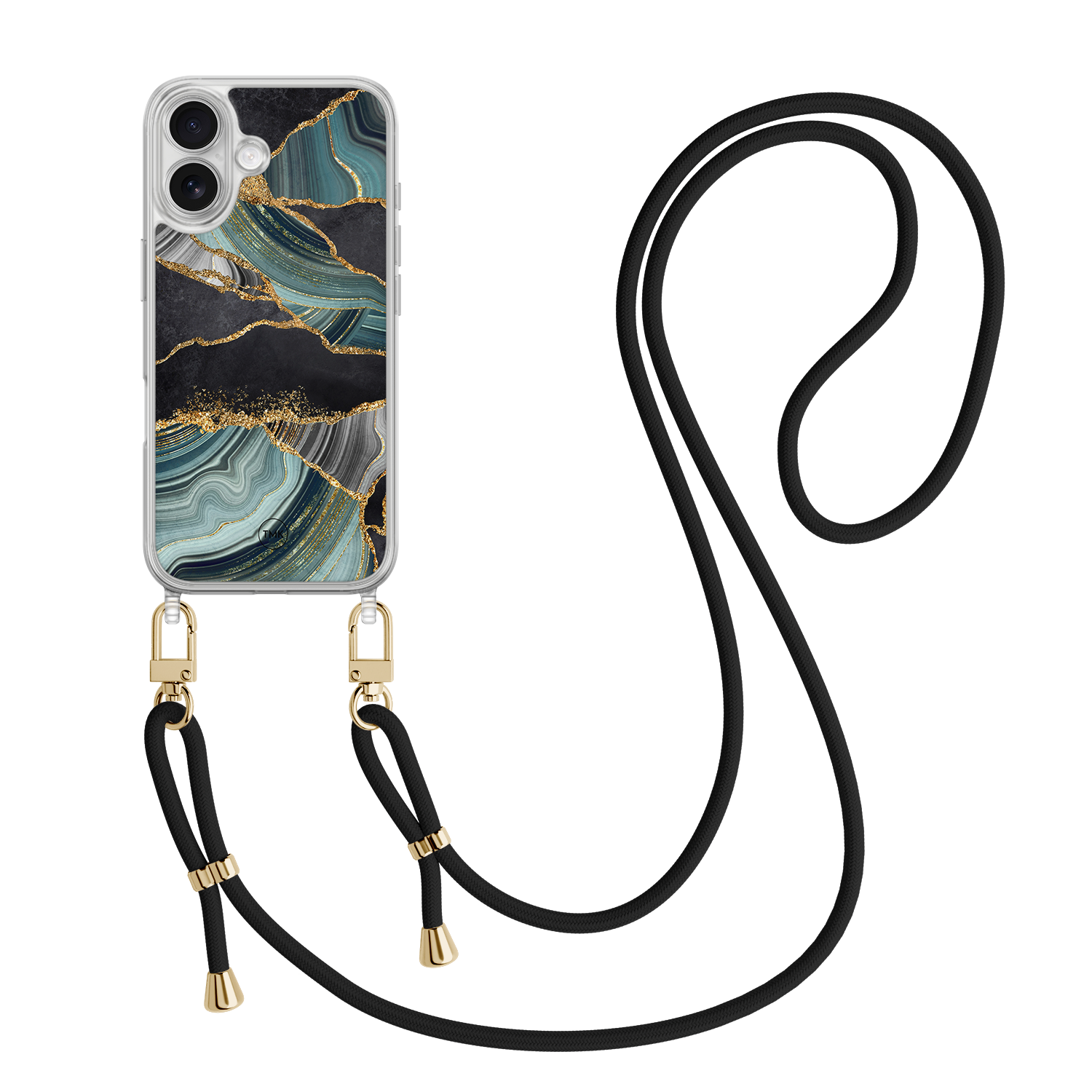 Casevibes iPhone 17 hoesje met zwart koord - Marble jade stone