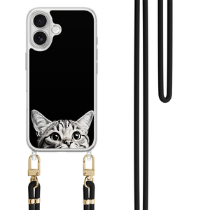 Casevibes iPhone 17 hoesje met zwart koord - Kat kiekeboe
