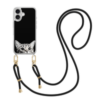 Casevibes iPhone 17 hoesje met zwart koord - Kat kiekeboe
