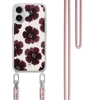 Casevibes iPhone 17 hoesje met zwart koord - Burgundy flowers