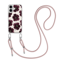 Casevibes iPhone 17 hoesje met zwart koord - Burgundy flowers