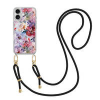 Casevibes iPhone 17 hoesje met rosegoud koord - Bloemen acryl