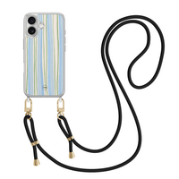 Casevibes iPhone 17 hoesje met zwart koord - Pastelblauwe strepen