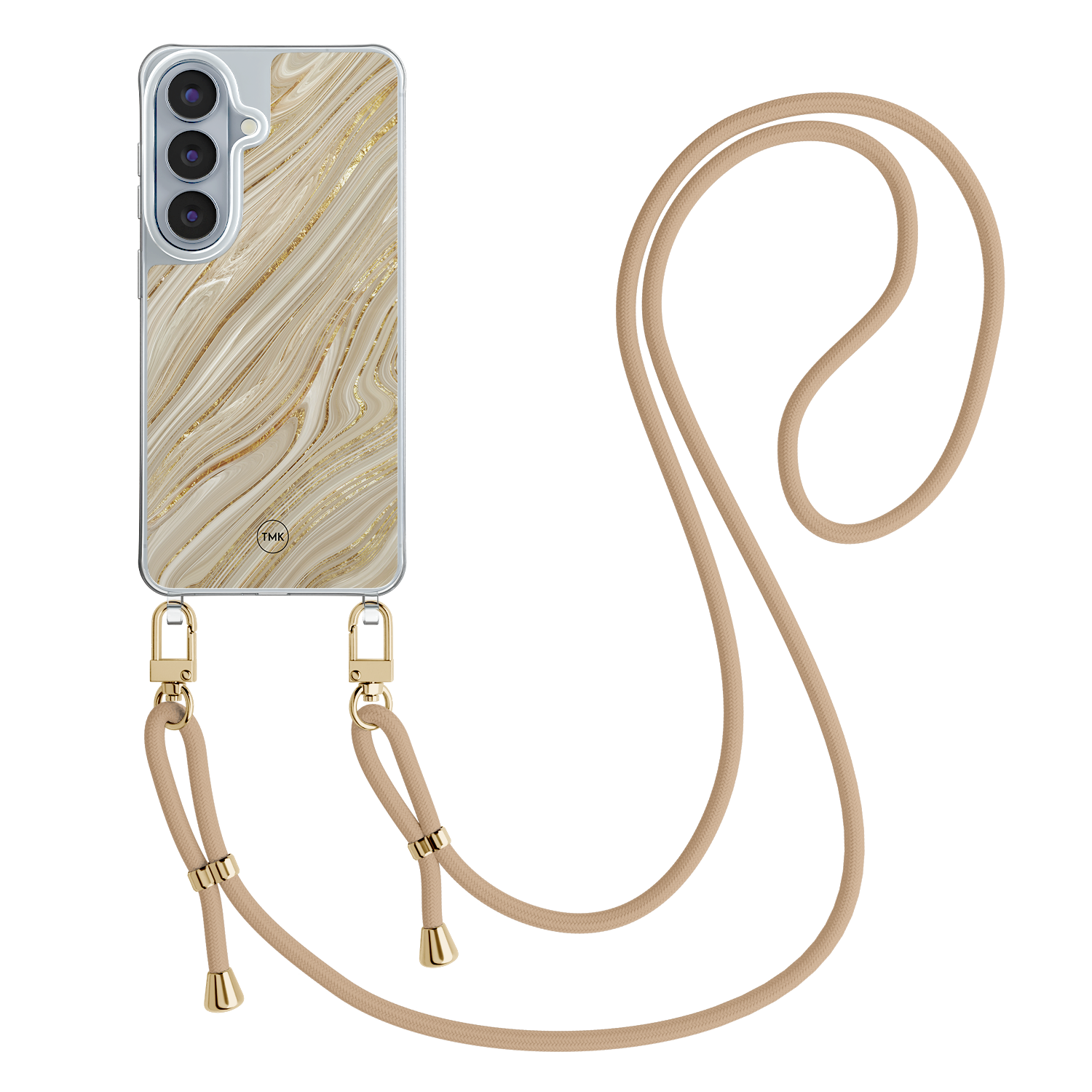 Casevibes Samsung Galaxy S26 hoesje met beige koord - Golden marble