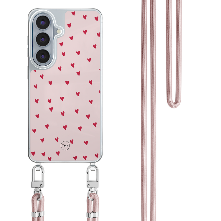 Casevibes Samsung Galaxy S26 hoesje met rosegoud koord - Cute hearts