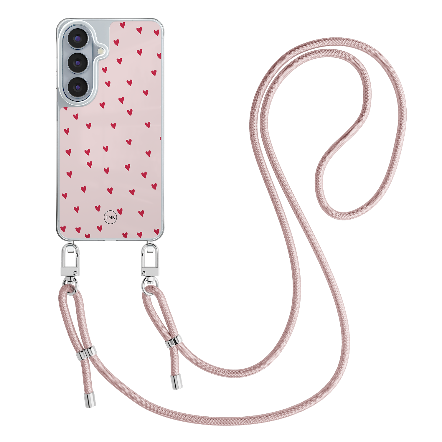 Casevibes Samsung Galaxy S26 hoesje met rosegoud koord - Cute hearts