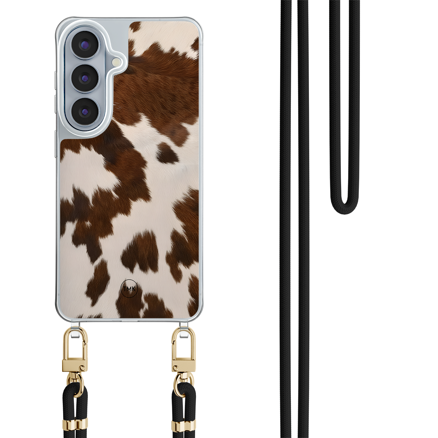 Casevibes Samsung Galaxy S26 hoesje met zwart koord - Cow vibe