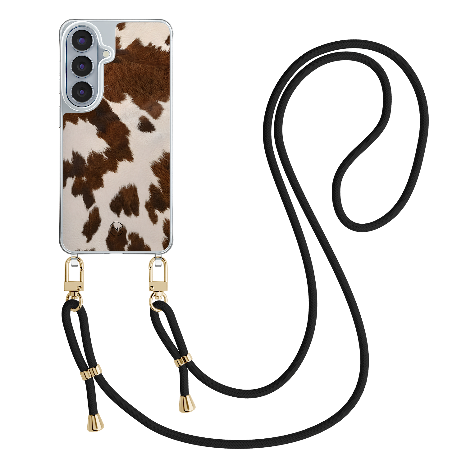 Casevibes Samsung Galaxy S26 hoesje met zwart koord - Cow vibe