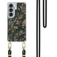 Casevibes Samsung Galaxy S26 hoesje met groen koord - Khaki golden flowers