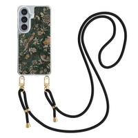 Casevibes Samsung Galaxy S26 hoesje met groen koord - Khaki golden flowers