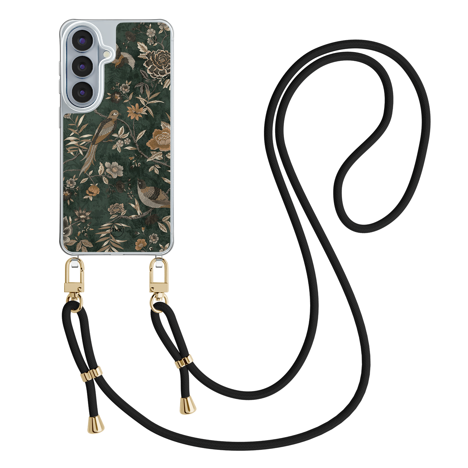 Casevibes Samsung Galaxy S26 hoesje met groen koord - Khaki golden flowers