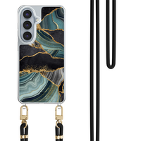 Casevibes Samsung Galaxy S26 hoesje met zwart koord - Marble jade stone