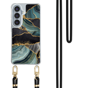 Casevibes Samsung Galaxy S26 hoesje met zwart koord - Marble jade stone