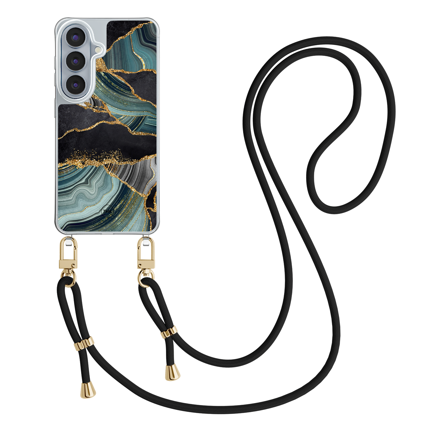 Casevibes Samsung Galaxy S26 hoesje met zwart koord - Marble jade stone