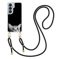 Casevibes Samsung Galaxy S26 hoesje met zwart koord - Kat kiekeboe